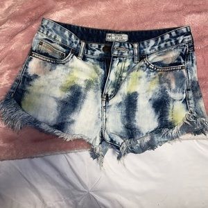 Free People denim tie dye shorts